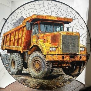Suncatcher Acrylic Yellow Construction Dump Truck Machinery 8” Boy Room Decor